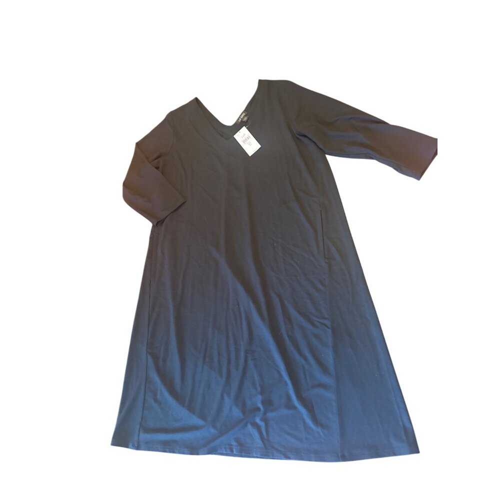 J. Jill Wearever Collection Black V-Neck Dress S Petite‎ Minimalist Lagenlook